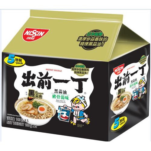 出前一丁 黑蒜油豬骨湯味速食麵 100g*5/袋【愛買】