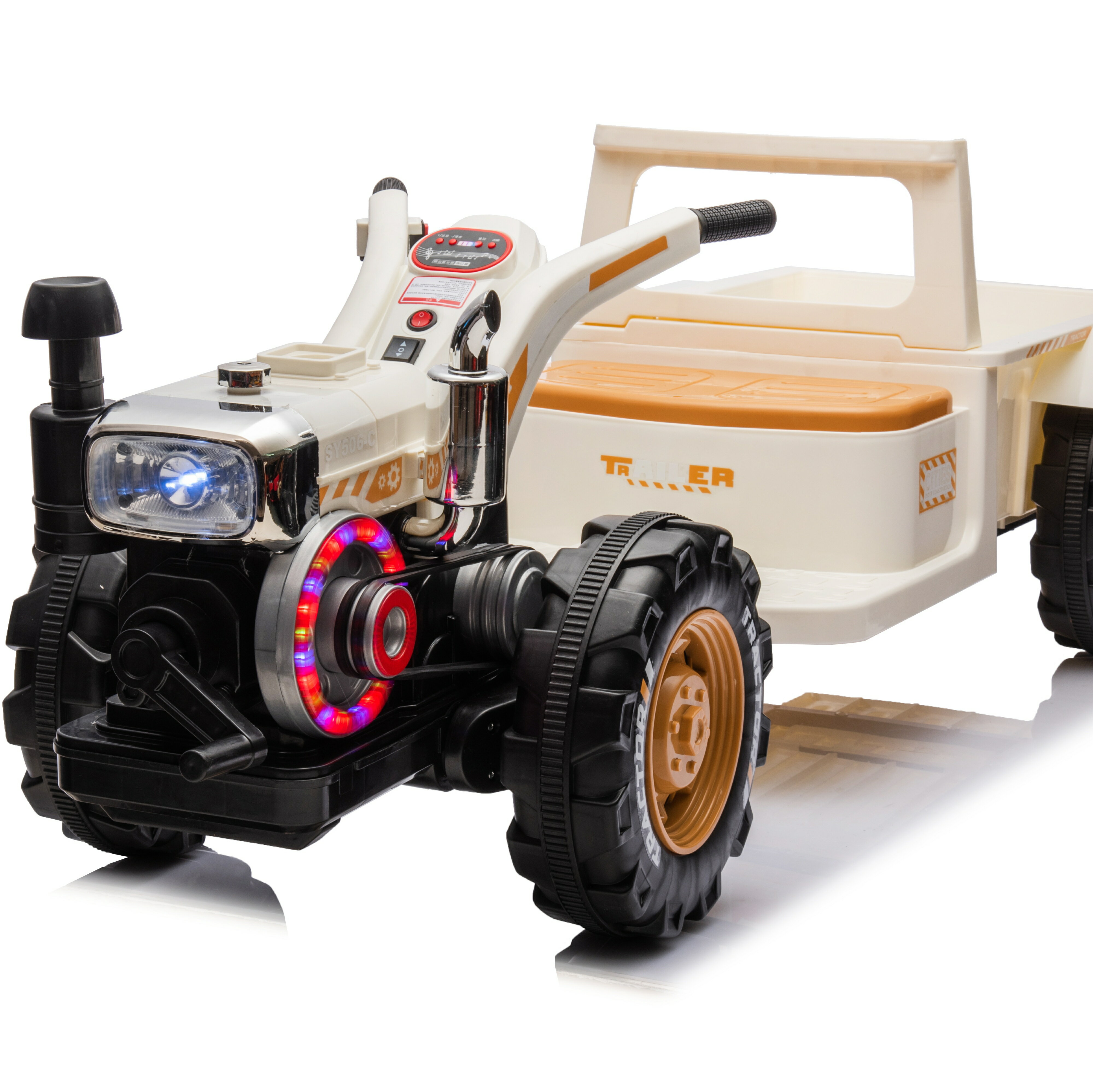 兒童電動車手扶拖拉機寶寶玩具車可坐人帶斗雙驅男女小孩四輪汽車