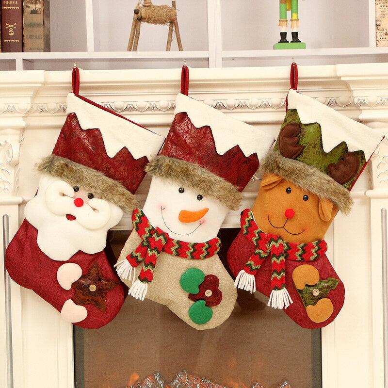 聖誕襪子禮物袋老人雪人鹿襪子聖誕節糖果禮品袋飾品掛件