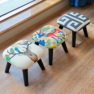 浪朵北欧时尚创意换鞋凳客厅小鹿 凳子家用矮凳儿童布艺板凳网红