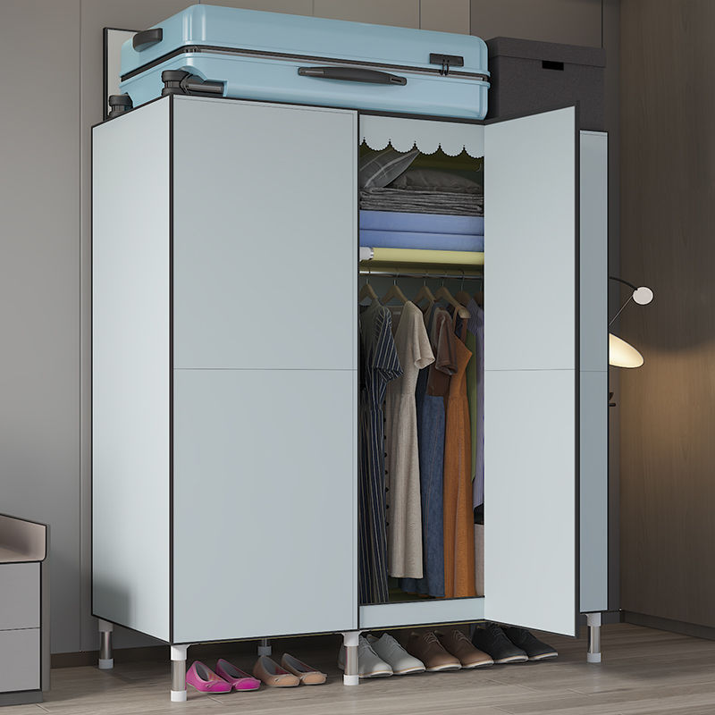 衣櫃現代簡約出租房鋼管加粗加固簡易佈衣櫃開門式掛衣櫃