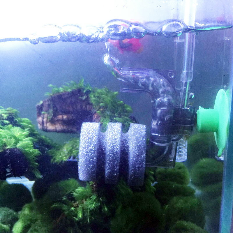 迷你水妖精魚缸過濾器小型魚缸增氧海綿過濾器氧氣泵反氣舉吸便器