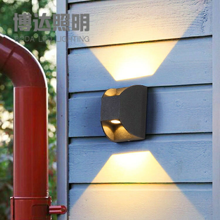 現代簡約創意戶外防水壁燈led庭院燈具室外大門燈走廊雙頭防潮燈「618購物節」