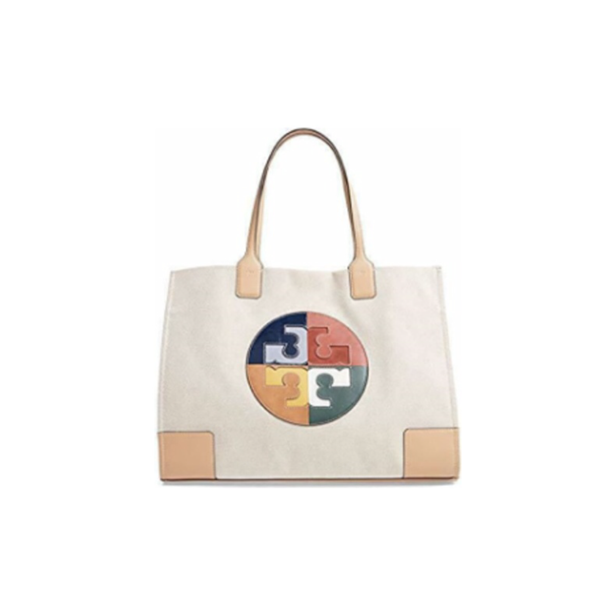 精選★TORY BURCH TB ELLA COLOR-BLOCKLOGO 時尚簡約帆布 女款中號托特Tote包手提托特包 58070~【母親節禮物★菲尼斯 國際精品3折起 春夏新品 換季下殺】