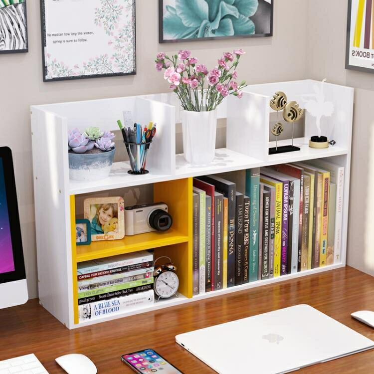 簡易書桌上小型書架辦公桌面置物架兒童收納學生家用多層簡約書櫃【快速出貨】
