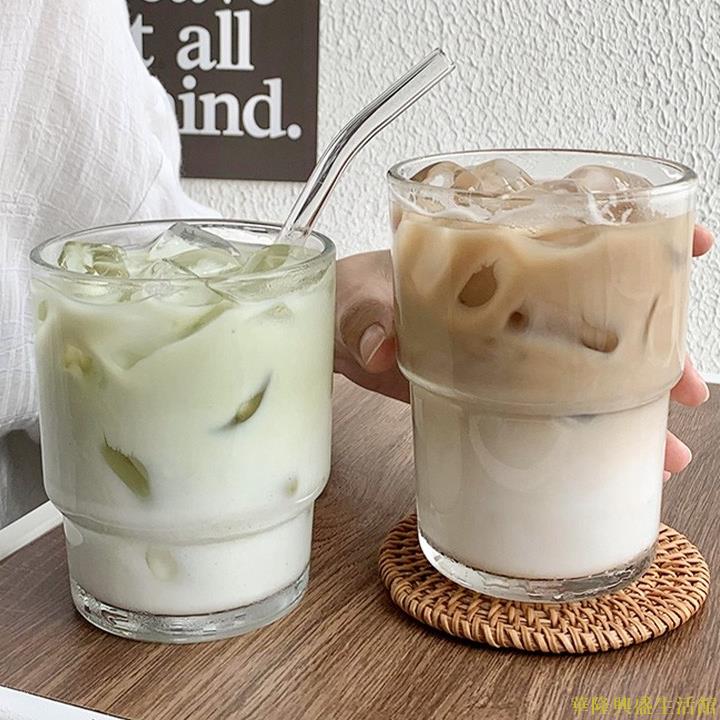 透明玻璃咖啡杯ins風高顏值水杯子冰美式拿鐵牛奶杯冷飲料杯家用