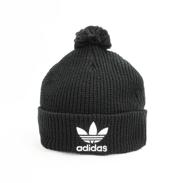 Adidas Pom Pom Beanie [D98942] 毛帽 經典 休閒 刺繡 LOGO 針織 保暖 舒適 黑 白