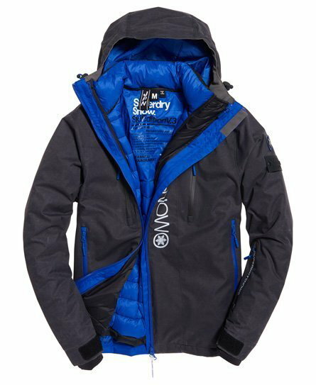Superdry極度乾燥 Super SD Multi Jacket連帽雪衣外套(羽絨內襯 黑/藍)