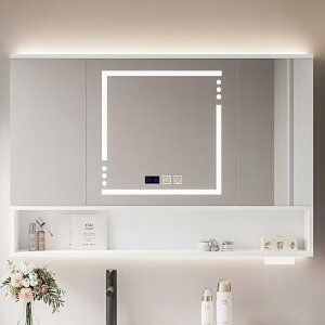 隱藏式鏡柜折疊風水鏡簡約智能浴室鏡面柜掛墻式洗手間鏡柜