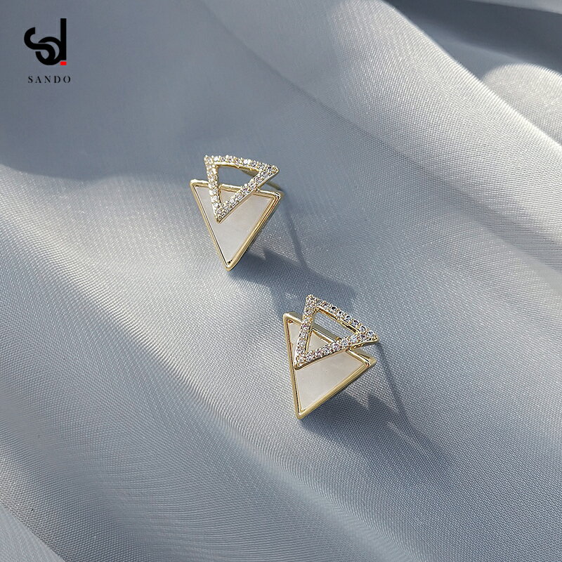 幾何三角形耳釘女2022年新款潮純銀小眾設計感高級輕奢氣質耳環