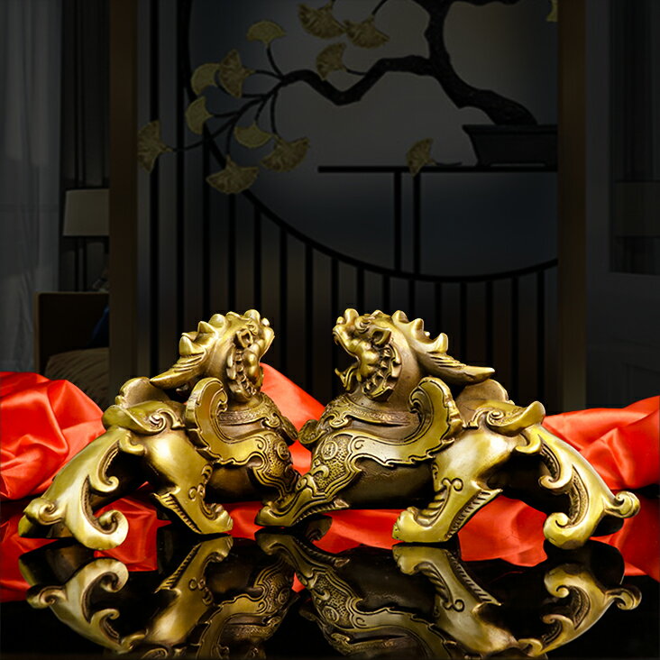 純銅貔貅風水擺件全銅鎮宅招財神獸皮丘一對公母開業禮品正品| 協貿國際