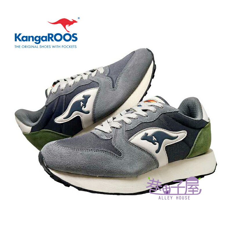 KangaROOS美國袋鼠鞋 男鞋 RALLY TRAIL 80年代 復古慢跑鞋 運動鞋 [KM21368] 灰墨綠【巷子屋】