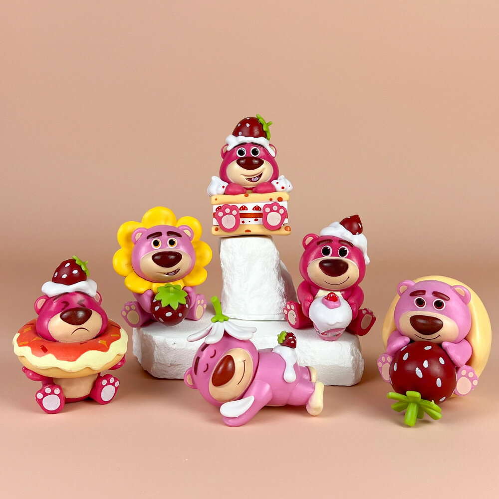 草莓熊甜品派對屁屁熊公仔pvc擺件手辦可愛玩具扭蛋娃娃蛋糕裝飾