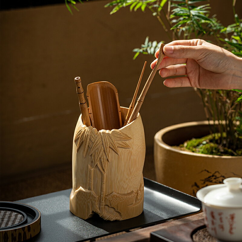 茶道筒 茶具收納筒 六君子茶桶 雕刻毛竹筒筆筒天然竹制廠家直銷