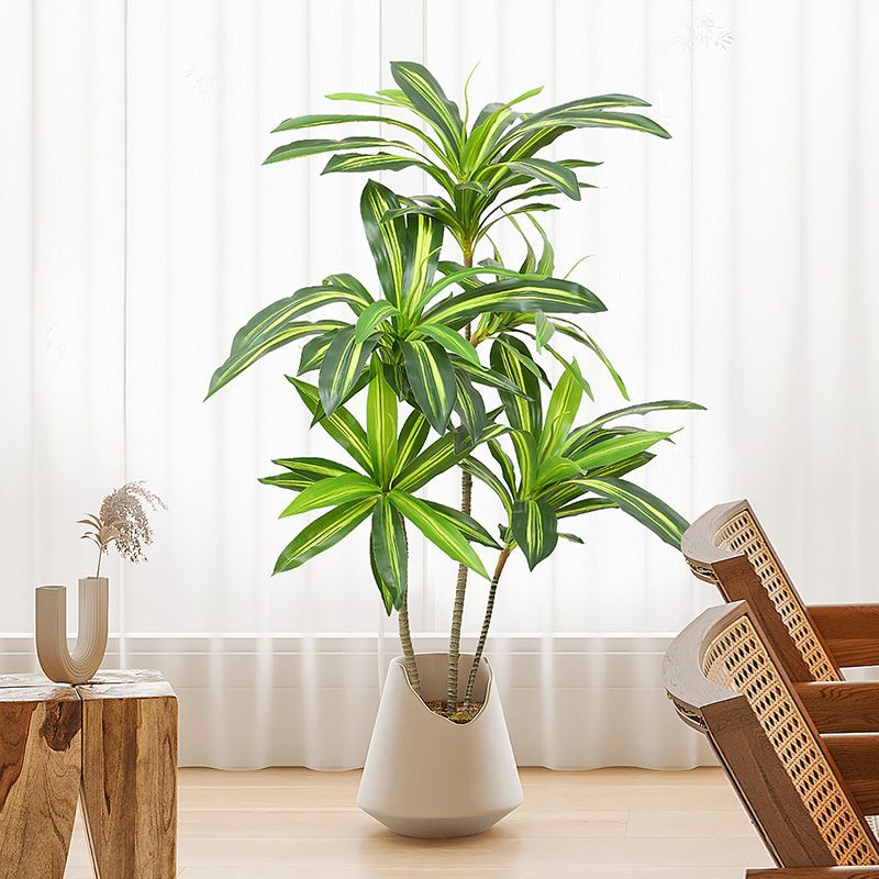 人造花 仿真植物 模擬樹 模擬綠植 模擬擺飾 真植物紅鐵樹假綠植盆栽巴西木盆景室內客廳仿生綠植裝飾擺件樹137S 快速出貨