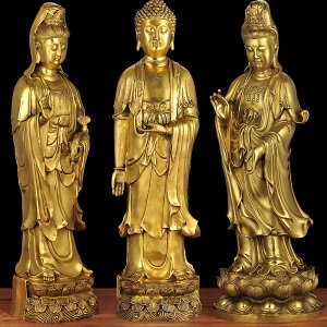 純銅西方三圣神像阿彌陀佛觀世音大勢至菩薩佛像站像居家佛堂供奉