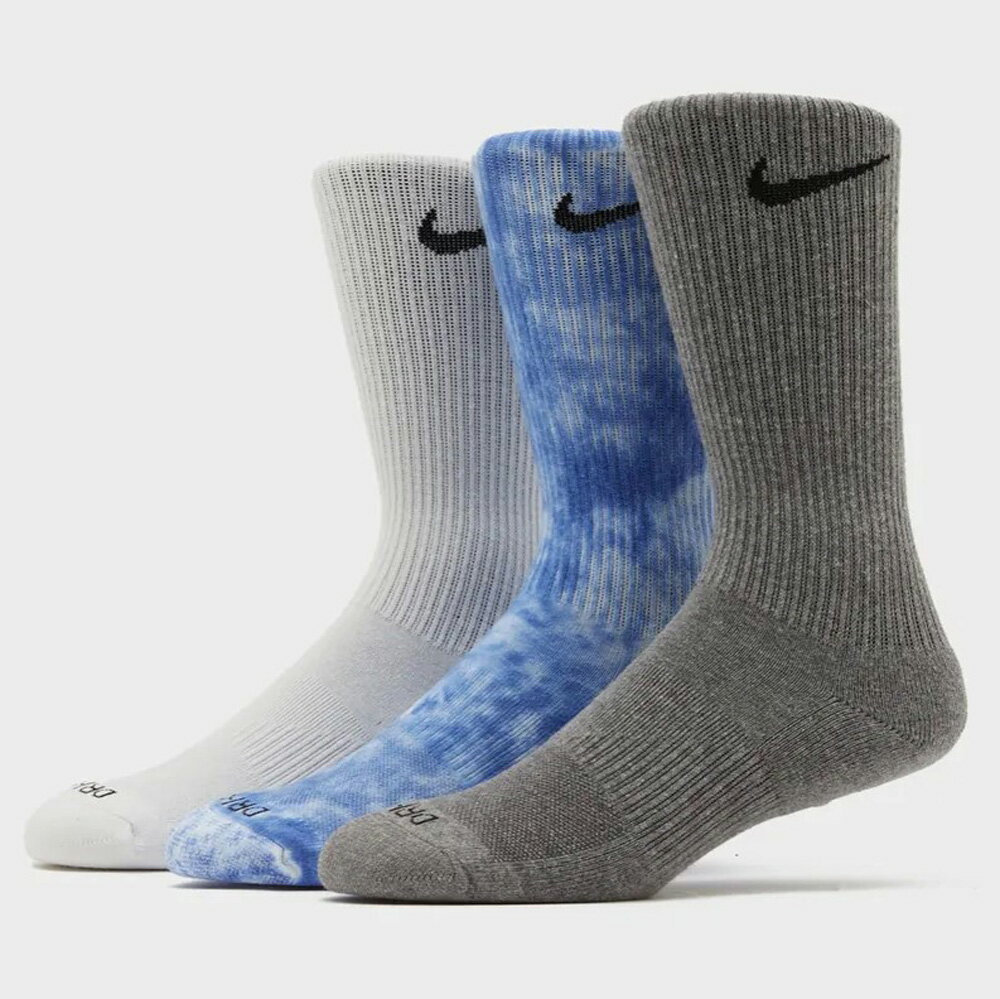 【滿千折百】NIKE 長襪 EVERYDAY PLUS 白 灰 渲染藍 中高筒 三色一組 襪子 FB9948-902