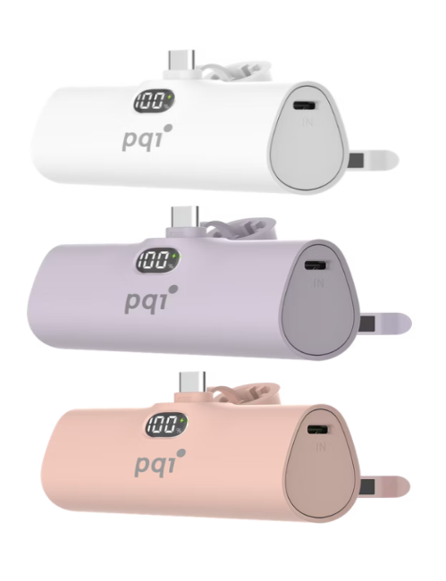【PQI 勁永】PD05 USB-C 20W 快充口袋型隨身行動電源 IPHONE15 可用 白色 粉色 紫色