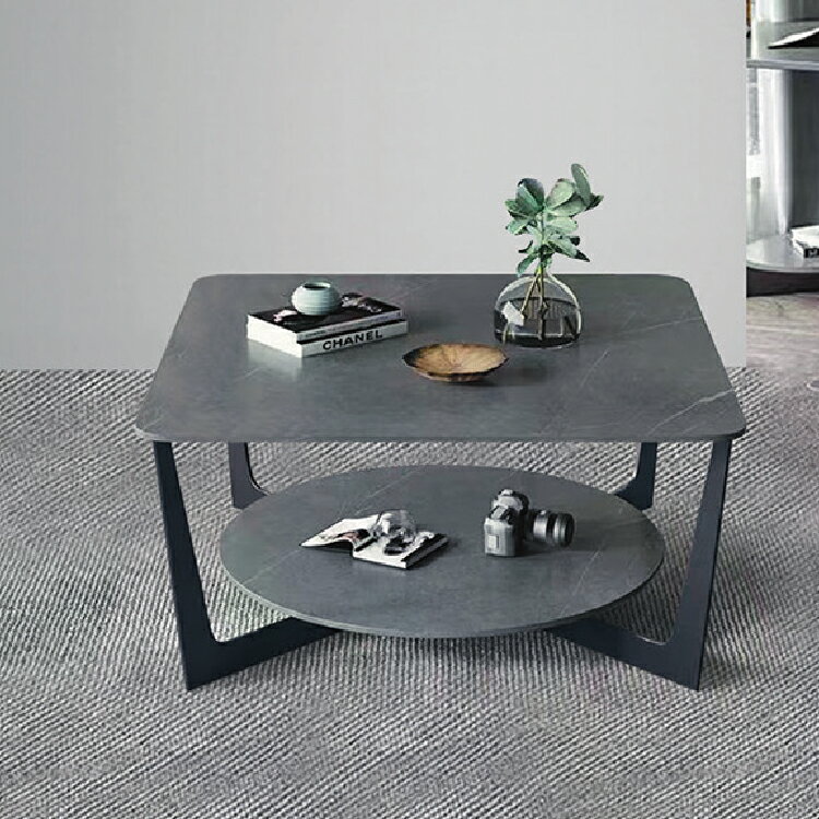 【 IS空間美學】西格斯岩板雙層小茶几 (2023B-317-1) 茶几/餐桌/桌子/邊桌