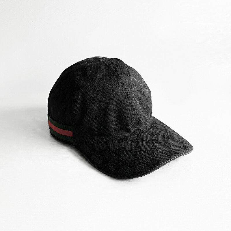 美國百分百【全新真品】Gucci 帽子 休閒 配件 棒球帽 老帽 LOGO 印花滿版 鴨舌帽 黑色 CH65