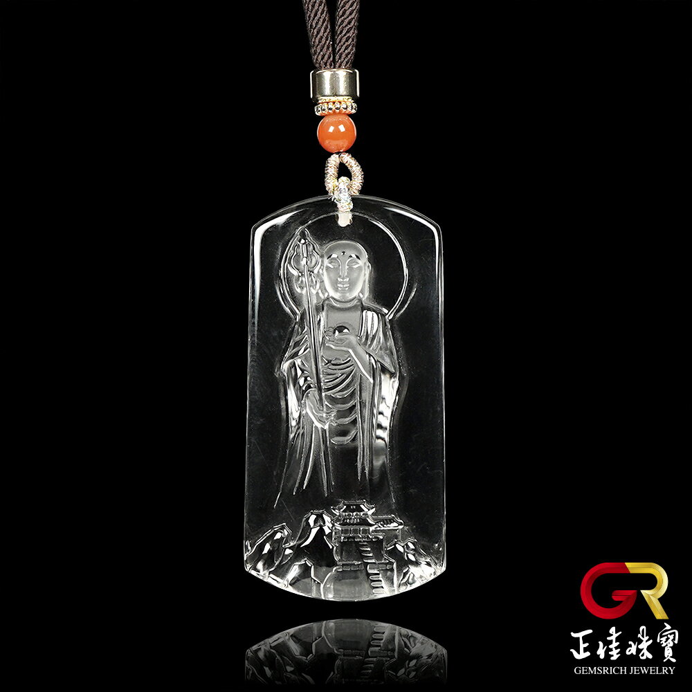 白水晶 頂級超淨透 地藏王菩薩 37g 白水晶吊墜｜可調式棉繩
