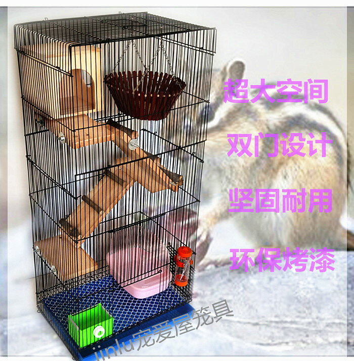 寵物龍子 寵物籠 鳥籠 籠子 三層龍貓籠金花魔王松鼠籠子蜜袋鼯松鼠籠子花枝大號別墅特大標籠