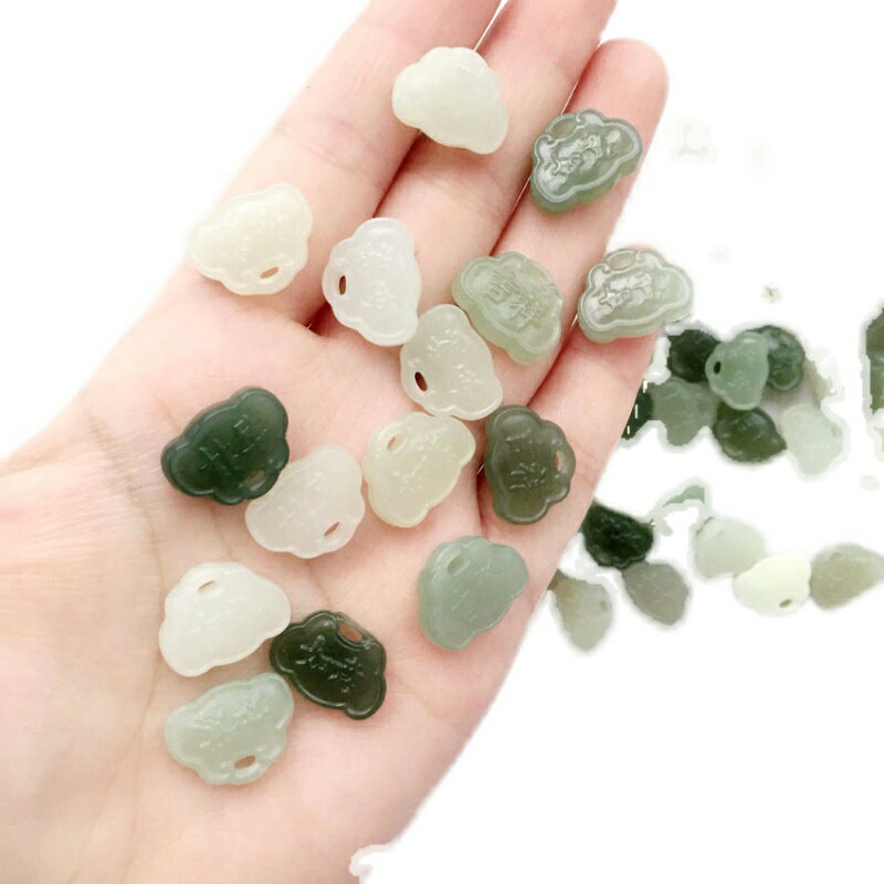 如意  玉石 保真天然和田玉灵芝如意吊坠男女款平安如意天然玉石玉石挂件挂坠