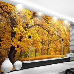 楓樹林壁紙走廊客廳辦公室影視背景墻現代簡約大自然田園風景壁畫