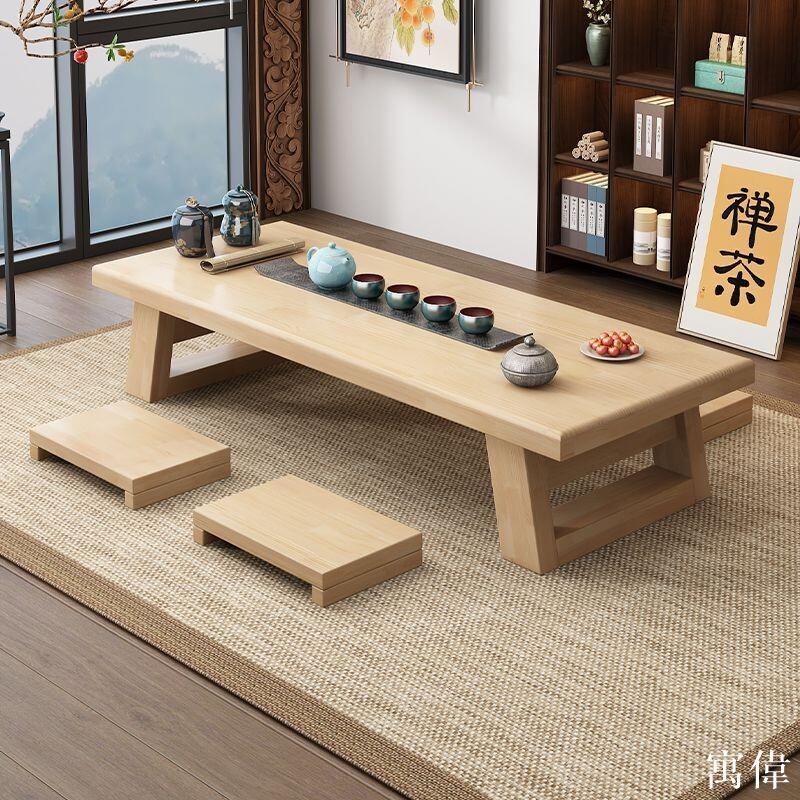 免運 儲物茶幾 邊幾 飄窗小桌子 和室桌 日式茶桌禪簡約純實木禪意陽臺榻榻米茶幾長條矮桌簡易經濟型長條 矮書桌 電腦桌