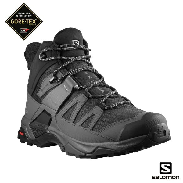特價出清├登山樂┤法國 Salomon 男 X ULTRA 4 GTX 中筒登山鞋 WIDE 黑/灰/珍珠藍 # L41294600