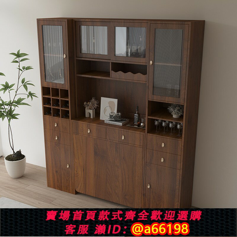 【臺灣公司 可開發票】餐邊櫃餐桌一體靠墻折疊餐桌多功能家用小戶型伸縮儲物櫃酒櫃組合