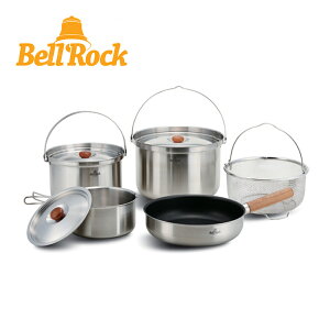 【韓國Bell'Rock】COMBI 9XL複合金不鏽鋼戶外炊具9件組 24cm版(附收納袋) BR-409 豪華7人份露營套鍋組 不沾鍋 不鏽鋼套鍋