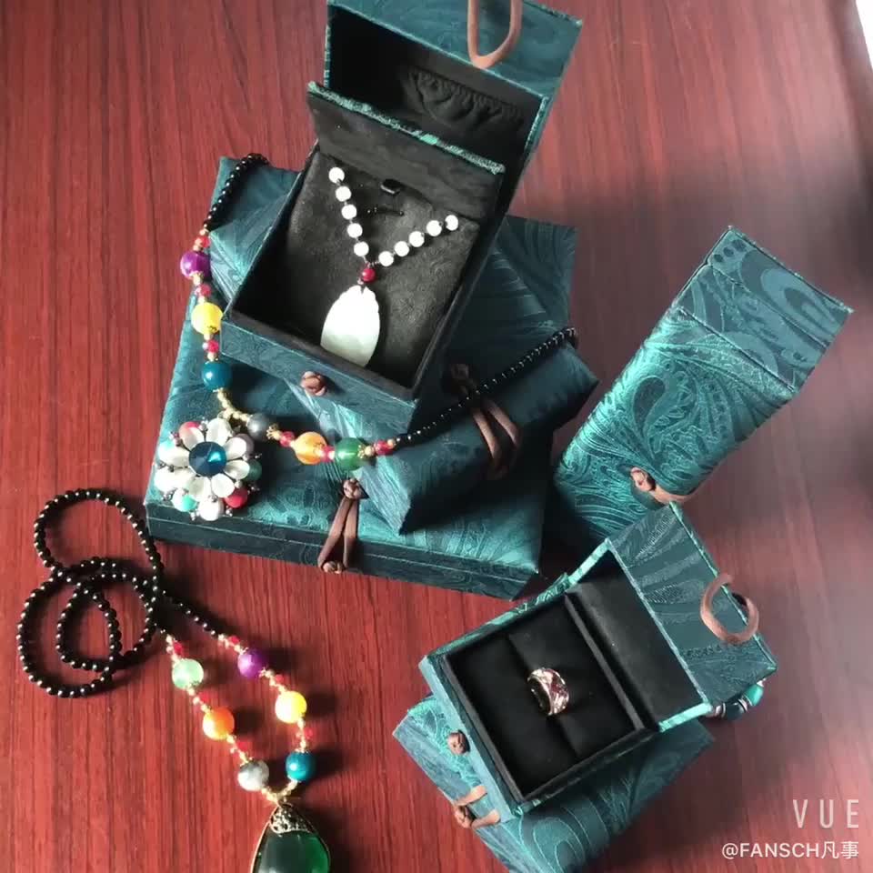錦盒 首飾盒 禮品盒 古典玉器翡翠高階錦盒戒指吊墜盒手鐲盒對戒盒綠色兩用首飾盒耶誕節交換禮物