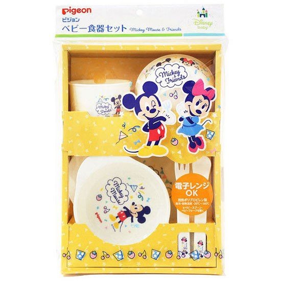 【震撼精品百貨】Micky Mouse_米奇/米妮 ~日本Disney迪士尼 米奇Pigeon Pigeon 貝親嬰兒餐具7件套裝*03184
