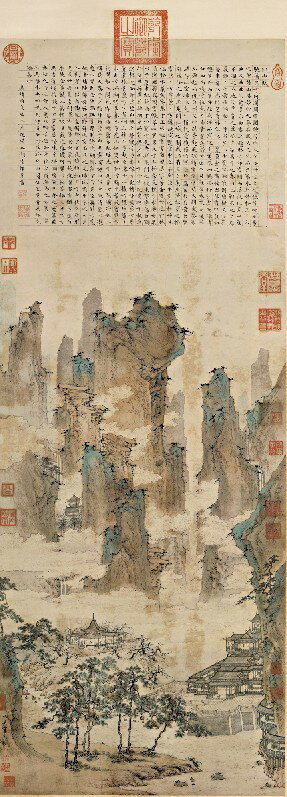 仿古畫名畫復製品明仇英仙山樓閣圖山水畫國畫名人字畫書畫