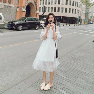 FINDSENSE H1 2018 夏季 韓國 新款 溫柔 仙女裙 女 百搭蕾絲 網紗 兩件套 裙子
