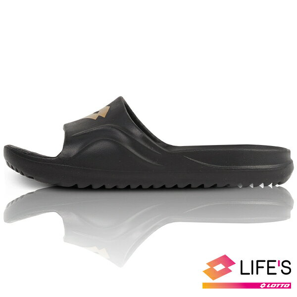 LOTTO樂得-義大利第一品牌 童款BELLO 輕量拖鞋 [LT0AKS2720] 黑金【巷子屋】