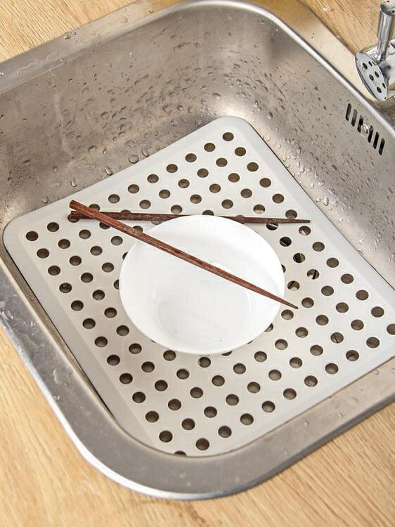 瀝水墊 日本進口廚房可彎曲水槽瀝水墊洗碗池菜渣防堵塞墊水池雜物過濾墊