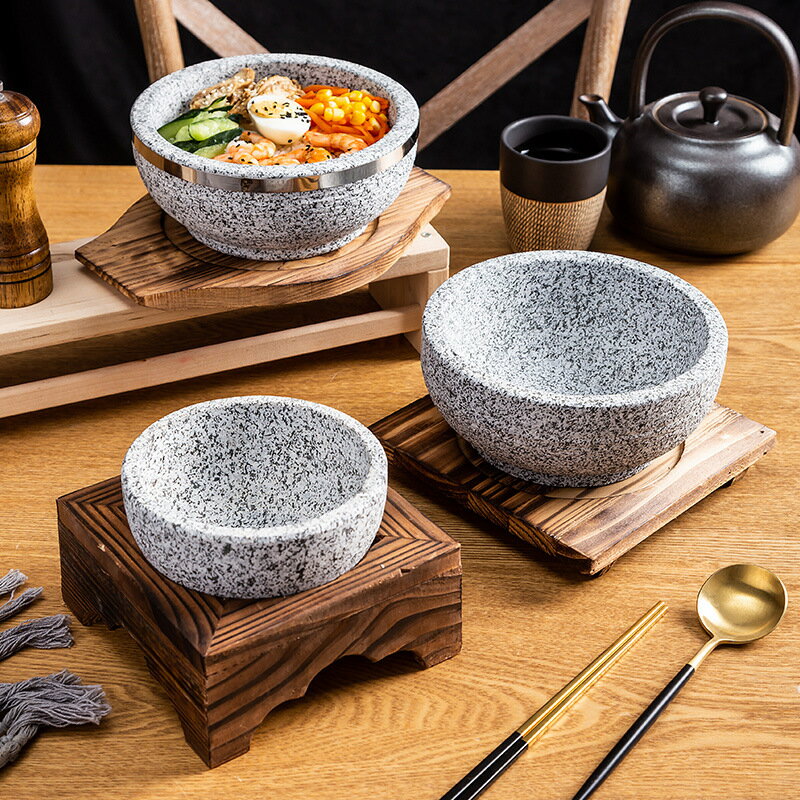 韓國料理石鍋拌飯 韓式石鍋石碗 石鍋石碗 耐高溫