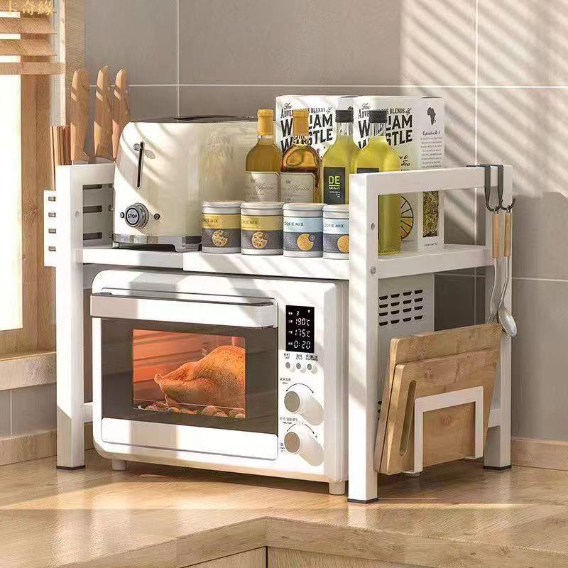 新款可伸縮廚房置物架 微波爐烤箱 電飯鍋架 家用收納架 檯面桌面分架子廚房收納