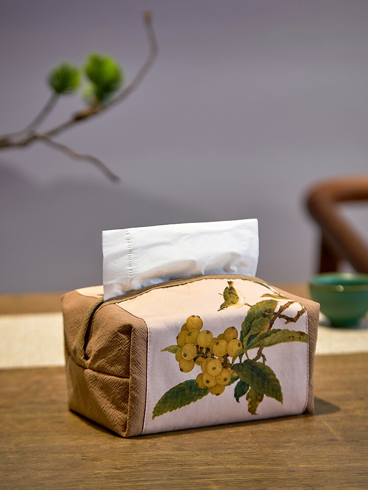 創意家用客廳茶幾抽紙盒新中式餐廳臥室床頭柜桌面古風布藝紙巾盒