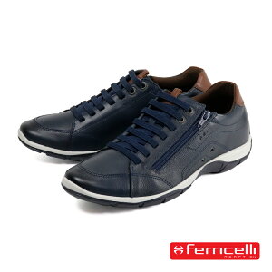 【Ferricelli】側邊拉鍊造型綁帶休閒鞋 海軍藍 [APP下單享4%點數]