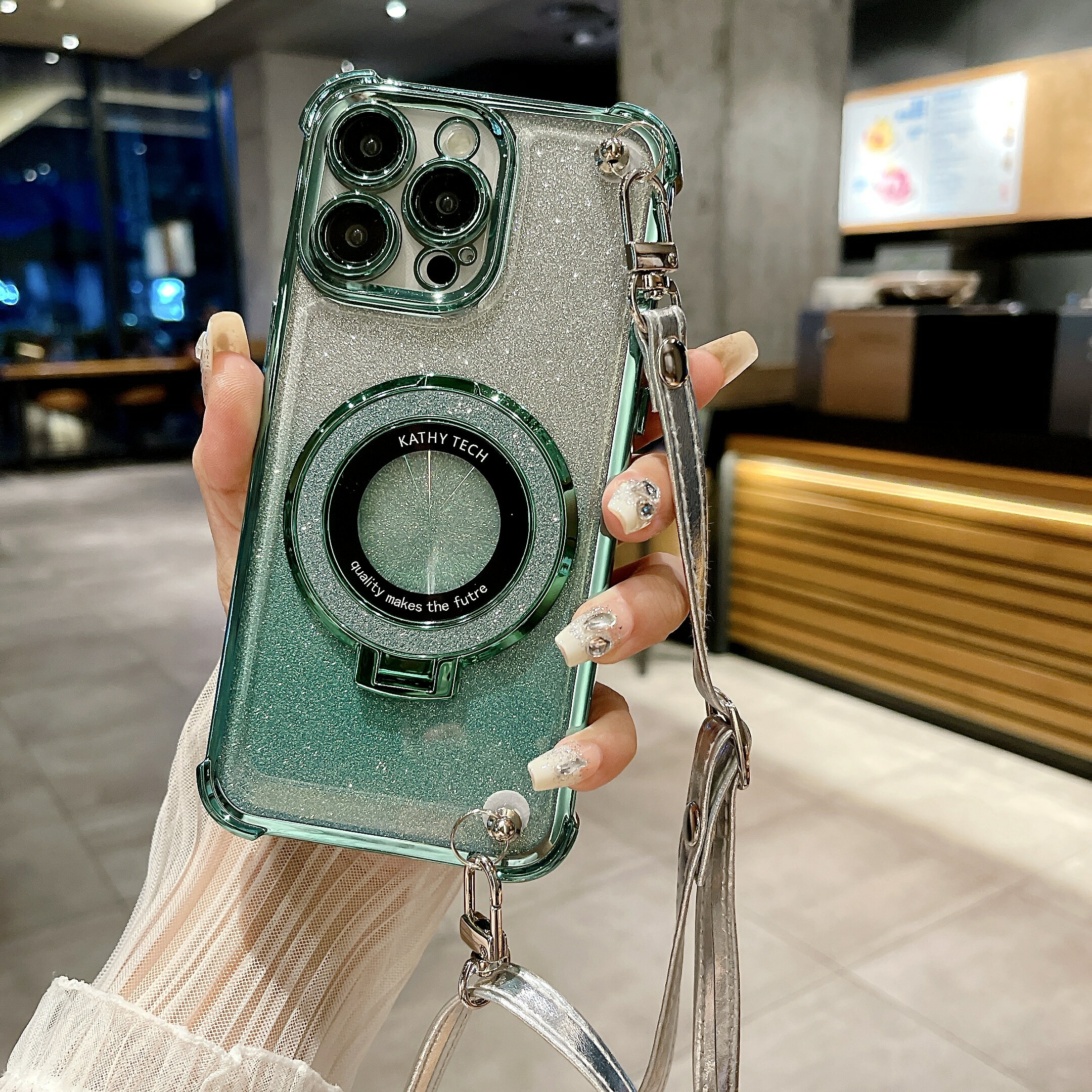 可斜挎適用蘋果15promax手機殼女款iphone16閃粉磁吸支架13promax氣囊防摔xsmax/xr背帶掛繩14pro防摔保護套