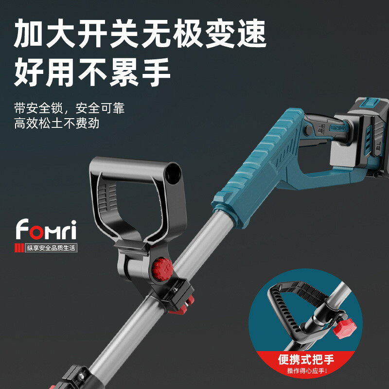 新款鋰電鬆土機農用微耕機小型家用翻土機電動便攜式挖土旋耕地機