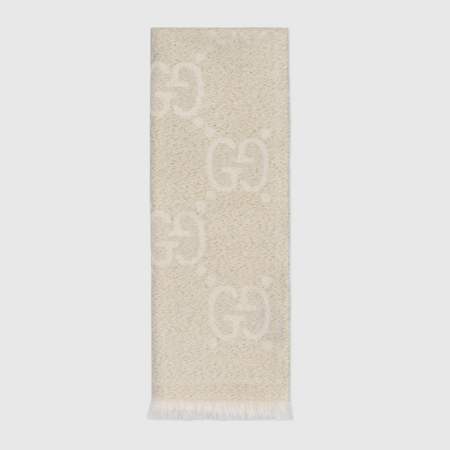 GUCCI圍巾 Schal aus Wolljacquard mit GG Motiv