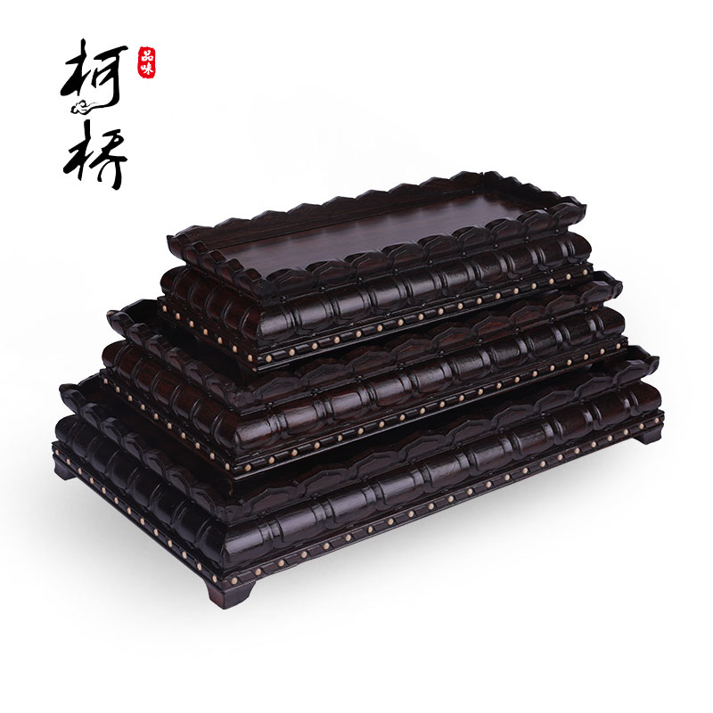 黑檀實木蓮花佛像觀音底座長方工藝品擺件紫砂壺泰山石頭墊高托架