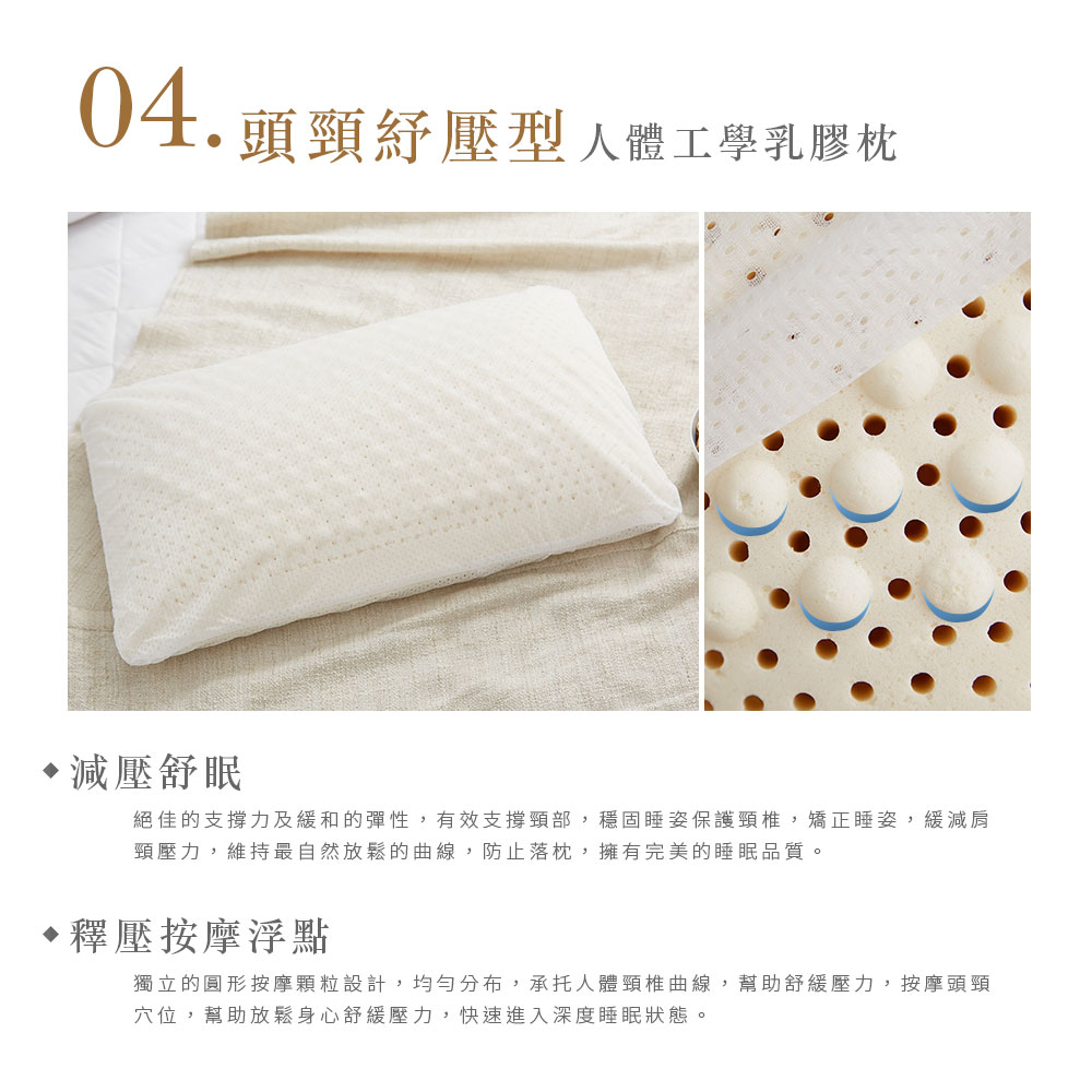 【DUYAN 竹漾】人體工學乳膠枕- 多款任選 | 蝶型 | 蜂巢型 | 按摩型｜頭頸舒壓型 5