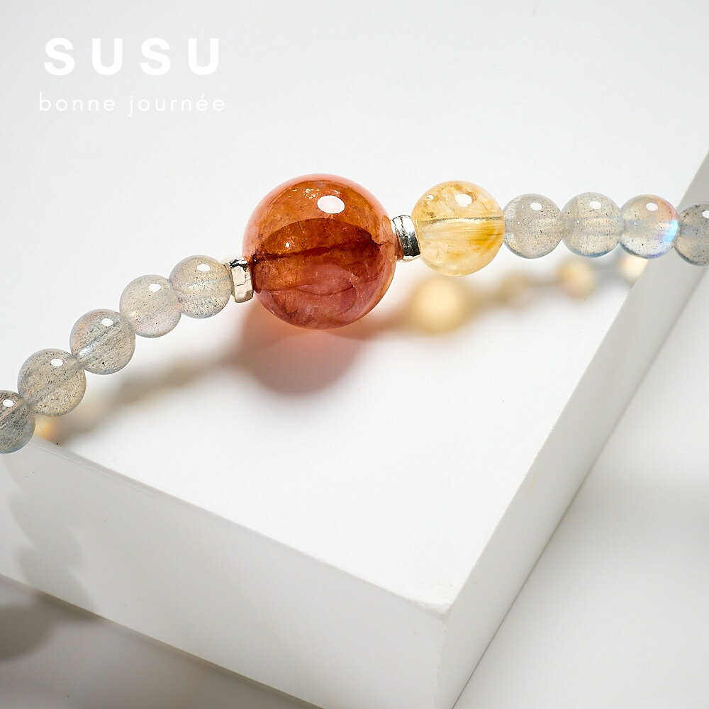 SU SU︱灰月光三圈水晶手鍊❤️灰月光 紅膠花 紫水晶 黃虎眼 兔毛 事業運 招財 轉運 能量 防小人 2