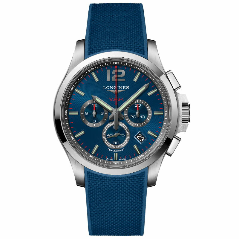 LONGINES浪琴錶 L37274969 Conquest V.H.P.機械腕錶/藍面44mm