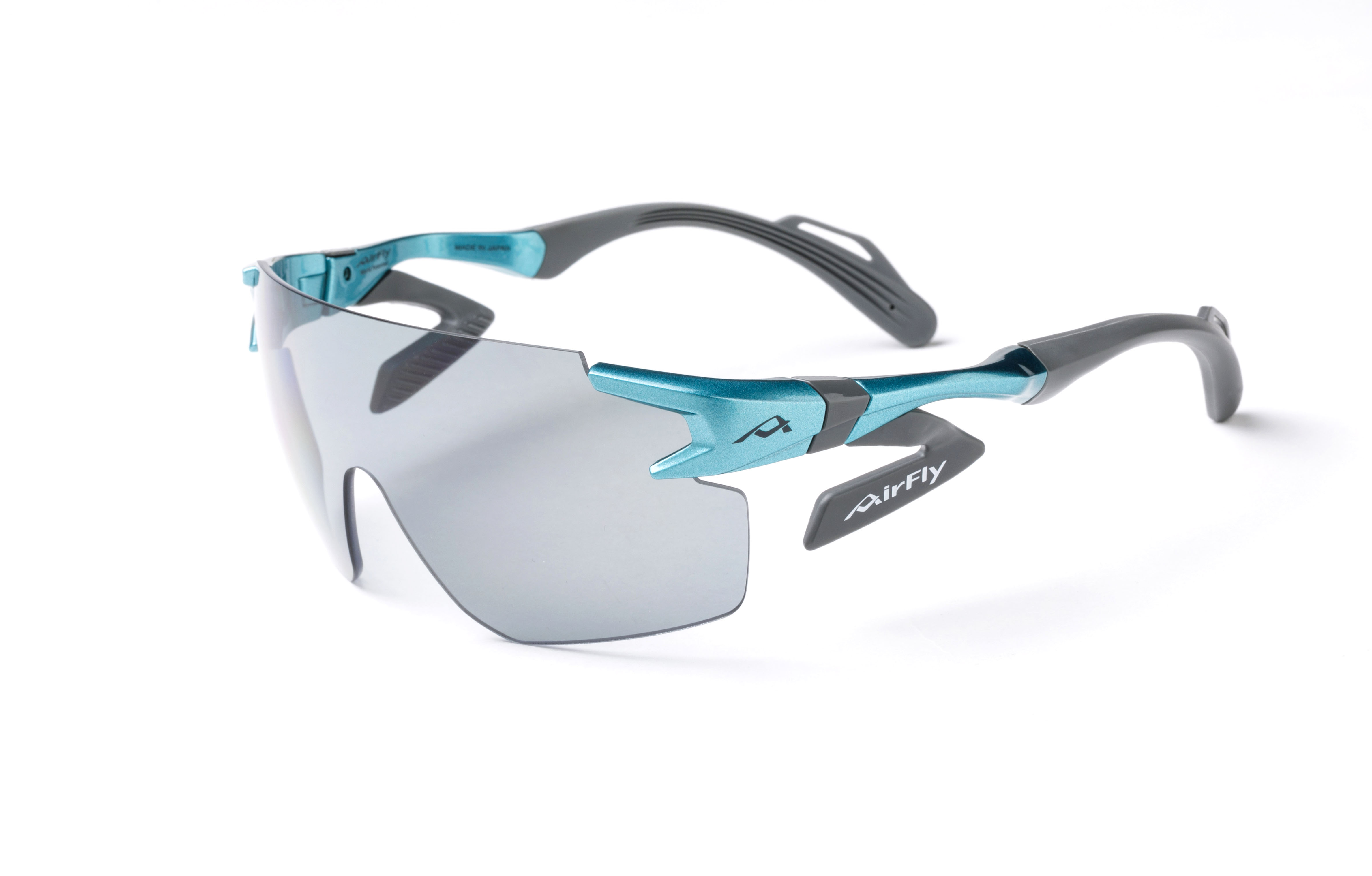 【AirFly】AF302WP-C32 無鼻墊運動太陽眼鏡 小臉福音 偏光灰色鏡片 松石綠/黑